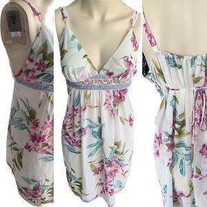 VTG Oscar de la renta pink label babydoll chemise sleep shirt floral nightgown L